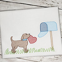 Dog with Mailbox Sketch Embroidery Design